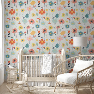 Cute Colourful Flower Pattern Wallpaper