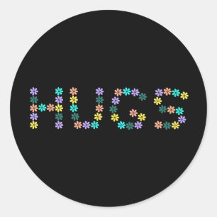 Cute colourful flowered hugs classic round sticker