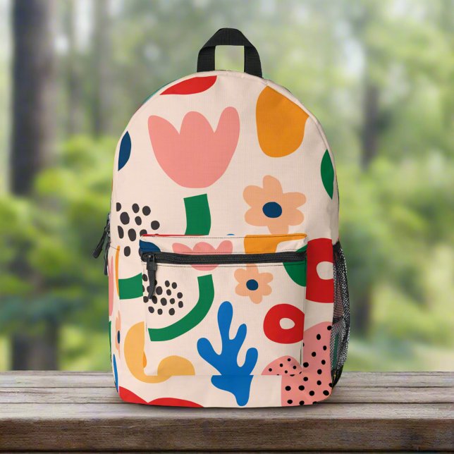 Cute Colourful Flowers Abstract Pattern Rainbow Printed Backpack (Creator Uploaded)