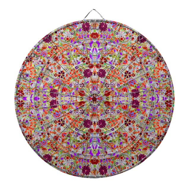 Cute colourful flowers collage design dartboard (Front)