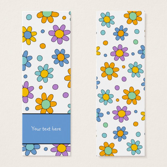 Cute colourful flowers design Bookmark (Front & Back)