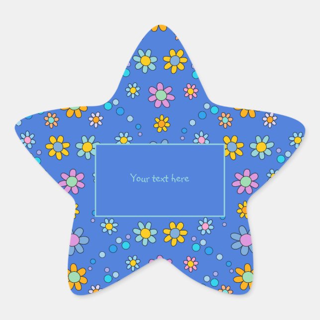 Cute colourful flowers design Bookmark Star Sticker (Front)