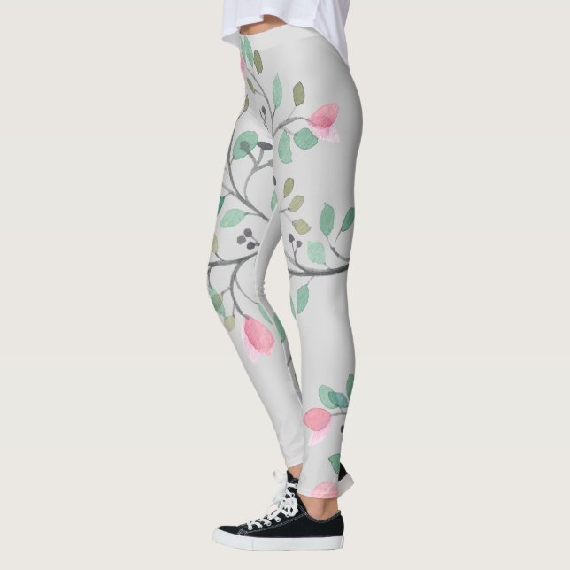 Cute Colourful Flowers Design Leggings (Left)