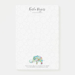 Cute Colourful Flowers Elephant Post-it Notes