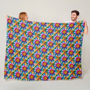Cute Colourful Flowers Pattern Fleece Blanket