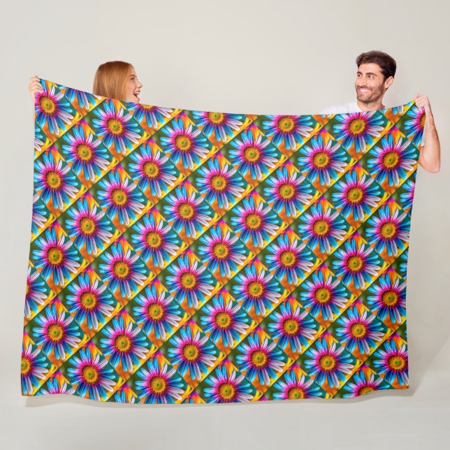 Cute Colourful Flowers Pattern Fleece Blanket (In Situ)