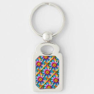 Cute Colourful Flowers Pattern Key Ring