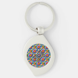 Cute Colourful Flowers Pattern Key Ring