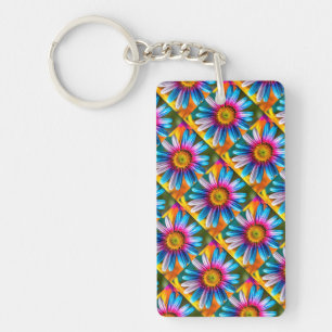 Cute Colourful Flowers Pattern Key Ring