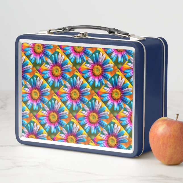Cute Colourful Flowers Pattern Metal Lunch Box (In Situ)