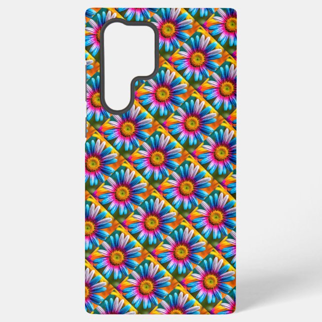 Cute Colourful Flowers Pattern Samsung Galaxy S22 Ultra Case (Back)