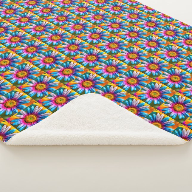 Cute Colourful Flowers Pattern Sherpa Blanket (3/4)