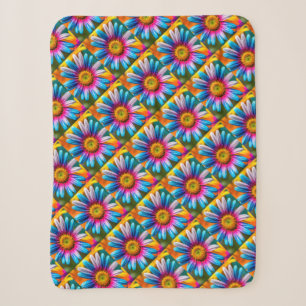 Cute Colourful Flowers Pattern Sherpa Blanket