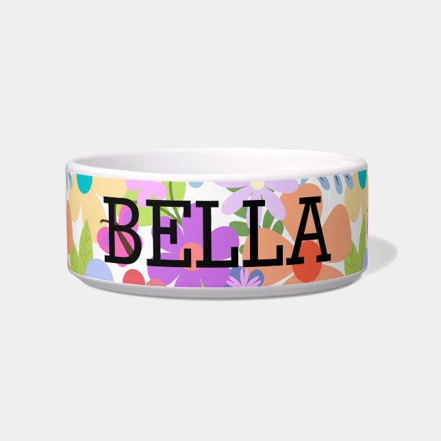 Cute Colourful Flowers Personalised Bowl (Front)