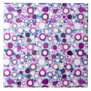 Cute colourful flowers suns patterns tile
