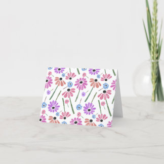 Cute Colourful Flowers  Thank You Card