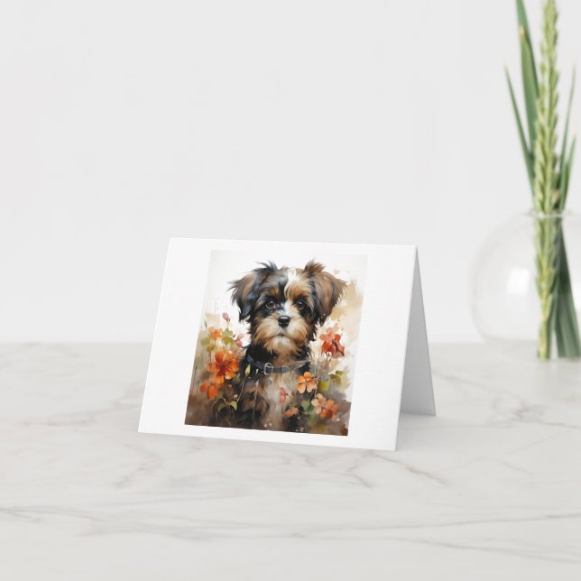 Cute Colourful Fluffy Puppy Dog BLANK  Card (Front)