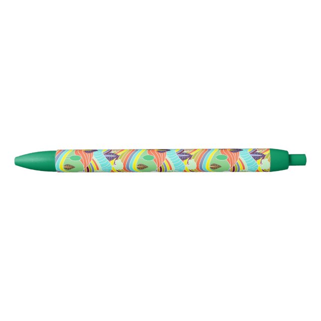 Cute colourful forest patterns black ink pen (Front)