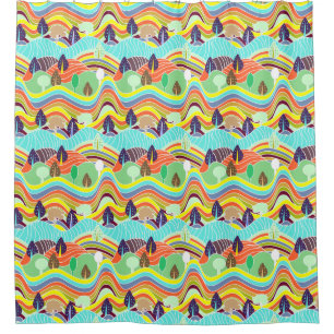 Cute colourful forest patterns car magnet shower curtain