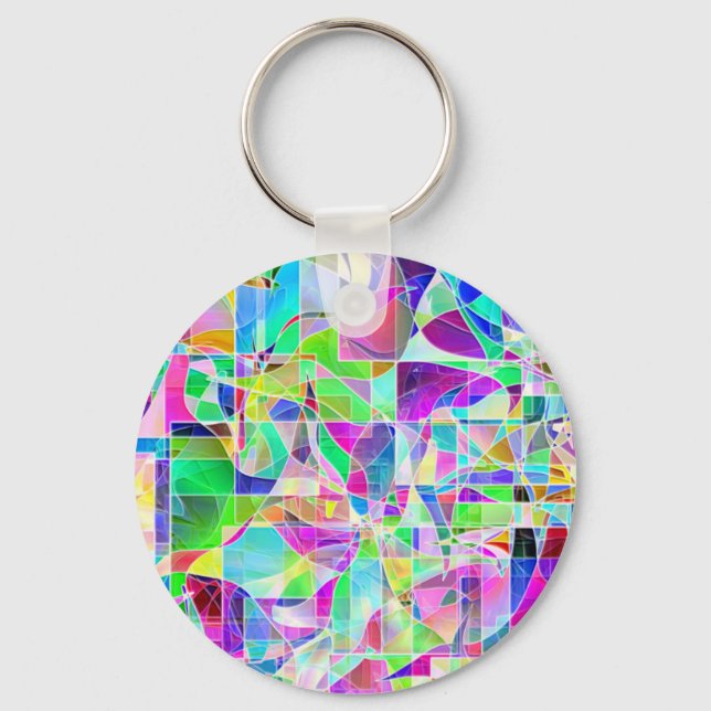 Cute colourful fragments design key ring (Front)