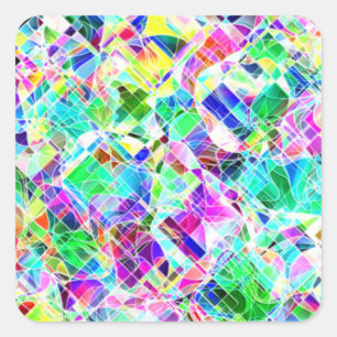 Cute colourful fragments design square sticker
