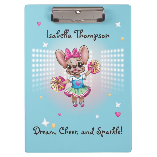 Cute Colourful Frenchie Pawsitive School Spirit Clipboard (Front)