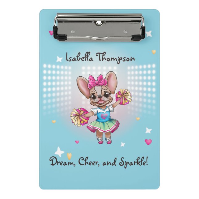 Cute Colourful Frenchie Pawsitive School Spirit Mini Clipboard (Front)