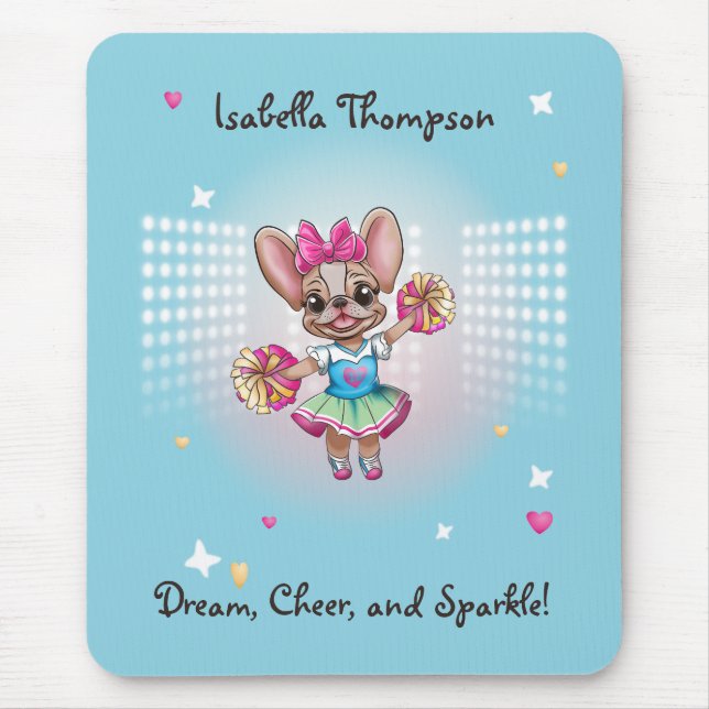 Cute Colourful Frenchie Pawsitive School Spirit Mouse Mat (Front)