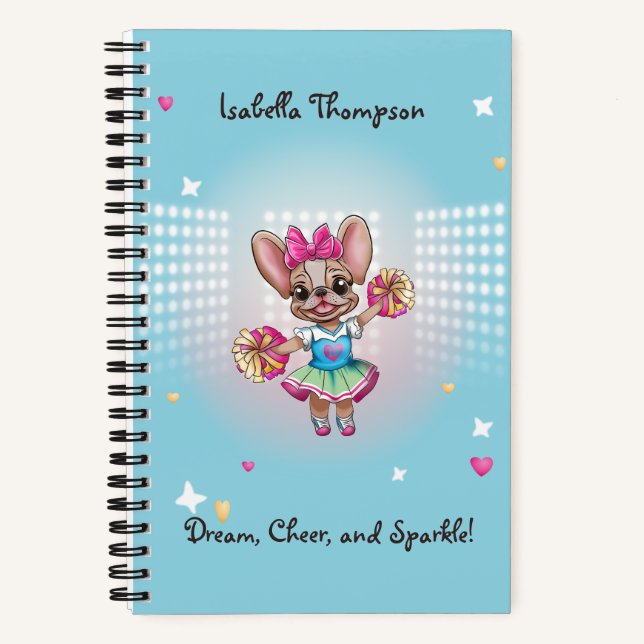 Cute Colourful Frenchie Pawsitive School Spirit Notebook (Front)
