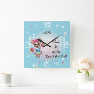 Cute Colourful Frenchie Pawsitive School Spirit Square Wall Clock