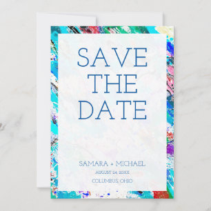 Cute colourful fresque painting save the date