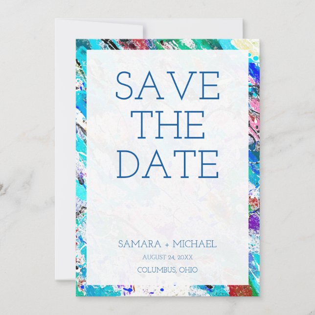 Cute colourful fresque painting save the date (Front)