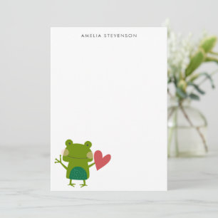 Cute Colourful Frog Personalised Stationery Card