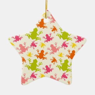 Cute Colourful Frogs Pattern Ceramic Tree Decoration