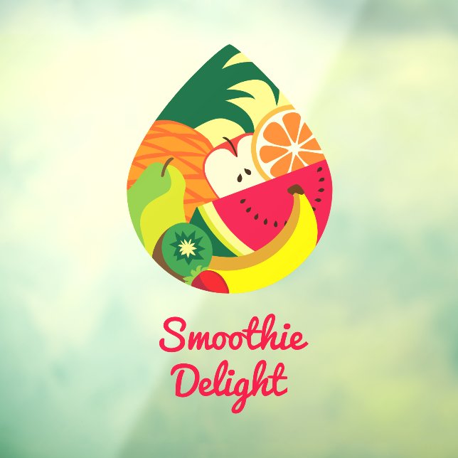 Cute Colourful Fruit Juice Smoothie Logo Custom Ba Window Cling (Sheet 3)