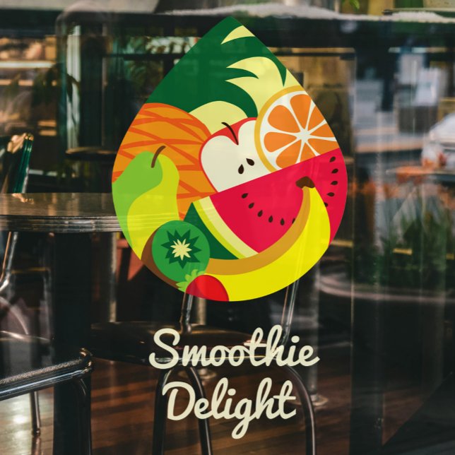 Cute Colourful Fruit Juice Smoothie Logo Custom Ba Window Cling (Creator Uploaded)