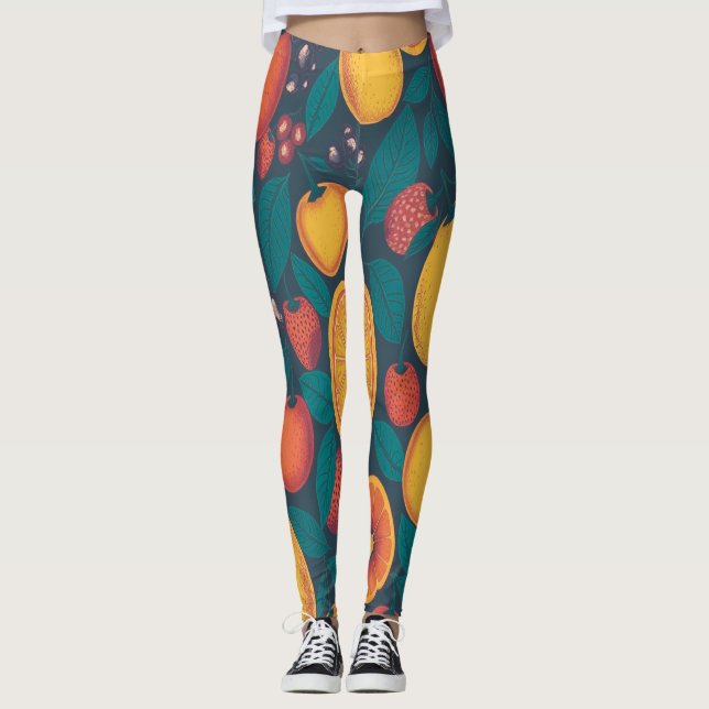 Cute Colourful Fruit Pattern – Fun Summer Design  Leggings (Front)