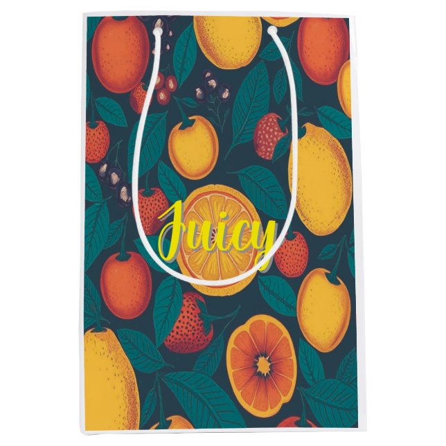 Cute Colourful Fruit Pattern – Fun Summer Design Medium Gift Bag (Front)