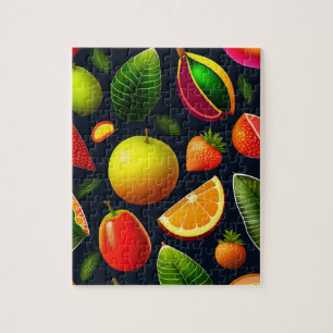 Cute Colourful Fruits Pattern Jigsaw Puzzle