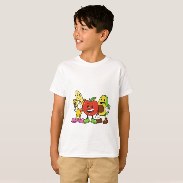 Cute Colourful Fruits Pattern T-Shirt (Front Full)