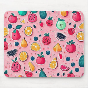 Cute colourful fruits pink decor mouse mat