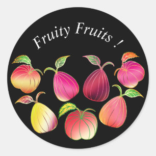 Cute Colourful Fruity Fruits Custom Classic Round Sticker