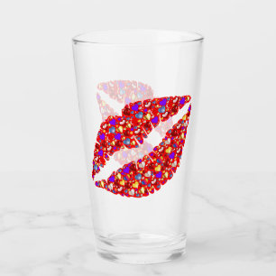 Cute Colourful Fun Flirty Valentine Love Lips Kiss Glass