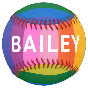Cute Colourful Fun Rainbow Stripes Custom Name Tea Softball