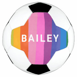 Cute Colourful Fun Rainbow Stripes Personalised Football