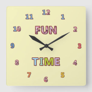 Cute & Colourful Fun Time Square Wall Clock