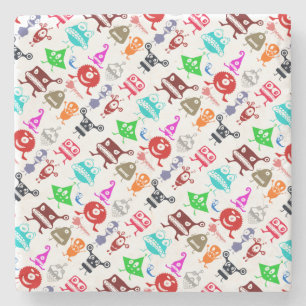 Cute colourful funny monsters patterns stone coaster