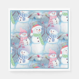 Cute Colourful Funny Winter Season Snowman Pattern Napkin