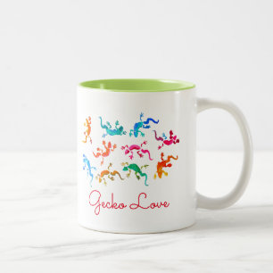 Cute colourful gecko lizard illustration Two-Tone coffee mug