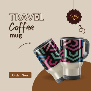 Cute Colourful Geometric Abstract Pattern Travel Mug